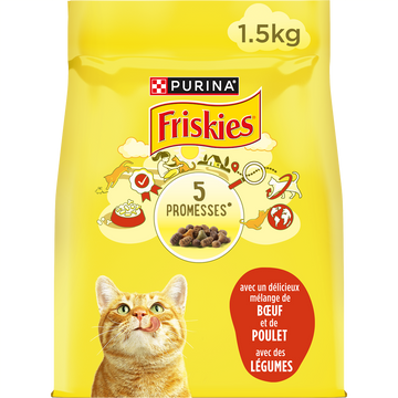 Croquettes pour chat adulte Boeuf et Poulet FRISKIES - 1,5kg