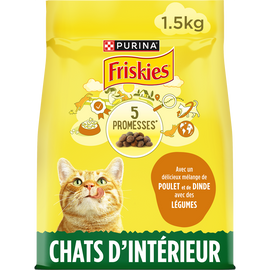 Croquettes pour chat d'intérieur Poulet Légumes FRISKIES 1,5kg