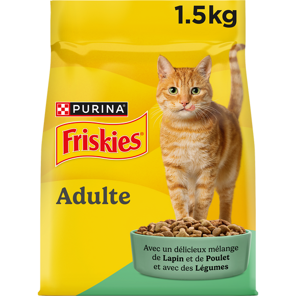 Croquettes pour chat adulte Lapin et Poulet FRISKIES - 1,5kg