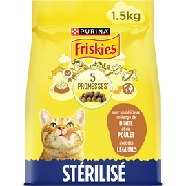 Croquettes pour chat adulte stérilisé Dinde et Poulet FRISKIES - 1,5kg
