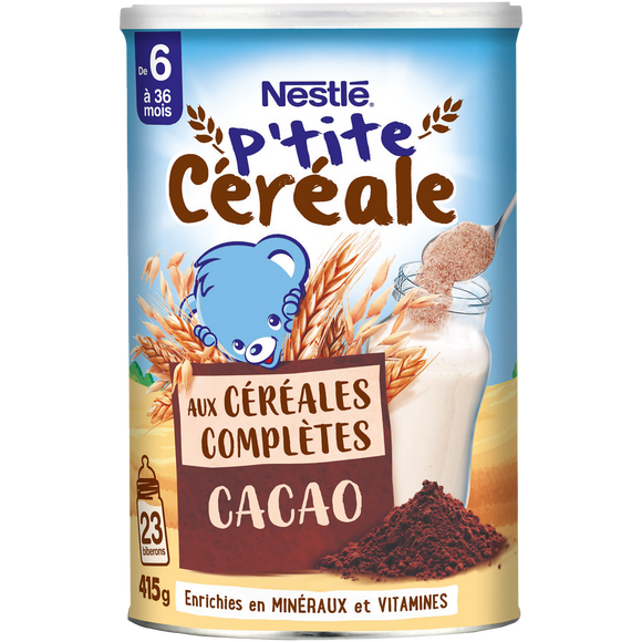 NESTLE P'TITE CEREALE - Céréales complètes cacao, de 6 à 12 mois - 415g