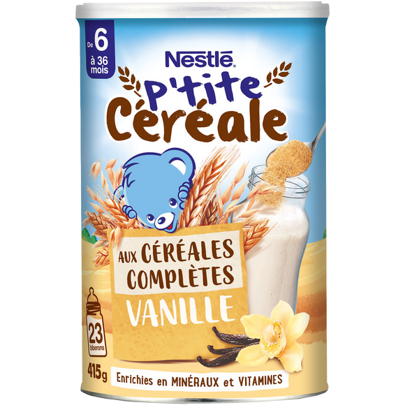 NESTLE P'TITE CEREALE - Céréales complètes vanille, de 6 à 12 mois - 415g