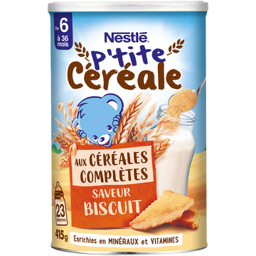 NESTLE P'TITE CEREALE - Céréales complètes biscuit, de 6 à 12 mois - 415g
