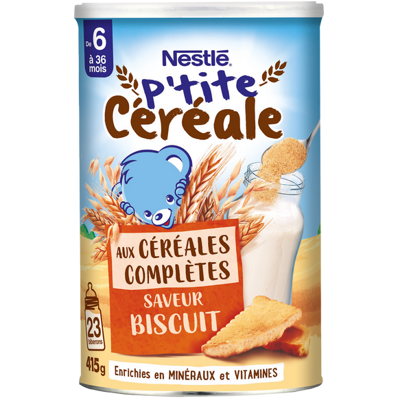 NESTLE P'TITE CEREALE - Céréales complètes biscuit, de 6 à 12 mois - 415g
