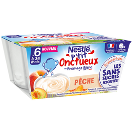 Desserts lactés P'TIT ONCTUEUX SSA Pêche 6M+ NESTLE - 4x90g