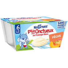 NESTLE P'TIT ONCTUEUX - Dessert bébé Pêche, de 6 à 12 mois - 4x90g