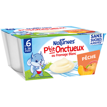 NESTLE P'TIT ONCTUEUX - Dessert bébé Pêche, de 6 à 12 mois - 4x90g