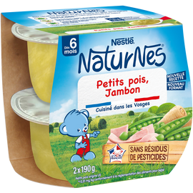 Plats complets Petit pois jambon 6M+ NATURNES - 2x190g