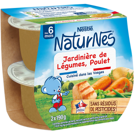 Plats complets Jardinière de légumes poulet 6M+ NATURNES - 2x190g