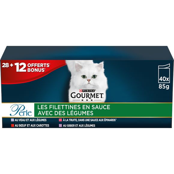 Sachets fraîcheur Filettines avec Légumes PURINA gourmet perle 40x85g(28+12)