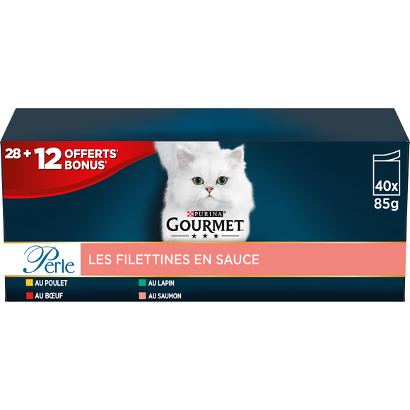 Sachets fraîcheur Filettines en sauce PURINA gourmet perle 40x85g (28+12)