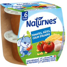 NESTLE NATURNES - Plat bébé du midi Tomate pâtes colin, de 6 à 12 mois- 2x190g - Repas bébé