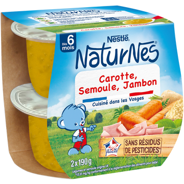 Carrotte Semoule jambon NATURNES 2x190g