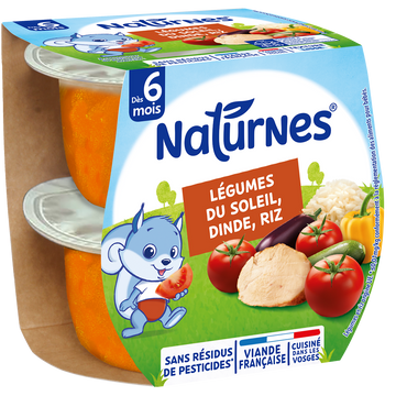 NATURNES Légumes du soleil dinde riz 2x190g