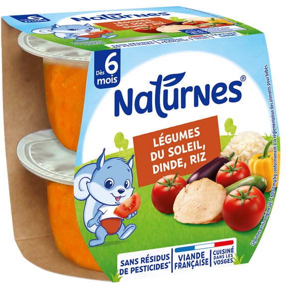 NATURNES Légumes du soleil dinde riz 2x190g