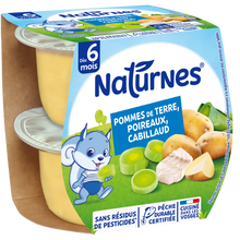 Pdt, poireaux, cabillaud NATURNES dés 6 mois 2x190g