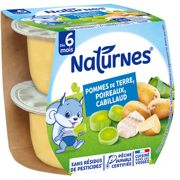 Pdt, poireaux, cabillaud NATURNES dés 6 mois 2x190g