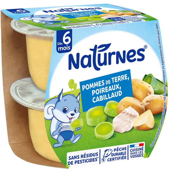 Pdt, poireaux, cabillaud NATURNES dés 6 mois 2x190g