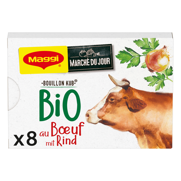 Bouillon cube bio boeuf MAGGI, boites de 8 cubes, 80g