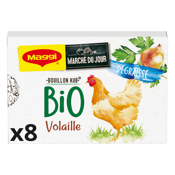 Bouillon cube bio volaille dégraissé MAGGI, boite de 8 cubes, 80g