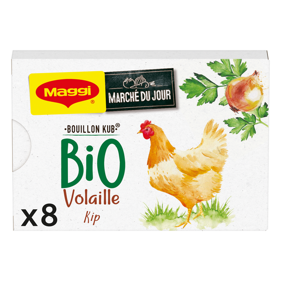 Bouillon cube bio volaille MAGGI, boite de 8 cubes, 80g