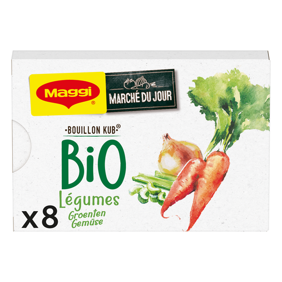Bouillon cube bio légumes MAGGI, boite de 8 cubes, 80g