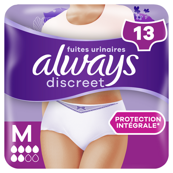 Culottes pour fuites urinaires 5 drops ALWAYS DISCREET M X13