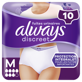 Culottes pour fuites urinaires 5 drops ALWAYS DISCREET M X10