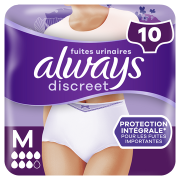 Culottes pour fuites urinaires 5 drops ALWAYS DISCREET M X10