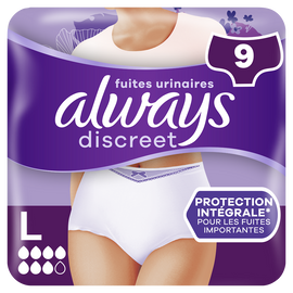 Culottes pour fuites urinaires 6 drops ALWAYS DISCREET L X9