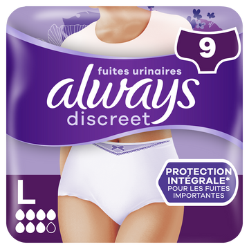 Culottes pour fuites urinaires 6 drops ALWAYS DISCREET L X9