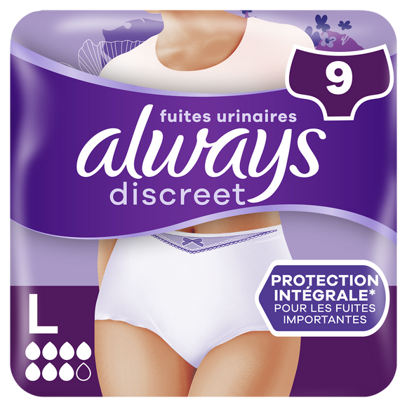 Culottes pour fuites urinaires 6 drops ALWAYS DISCREET L X9