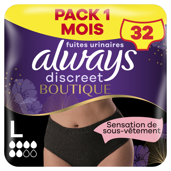 Culottes fuites urinaires 6 drops black ALWAYS DISCREET L X9