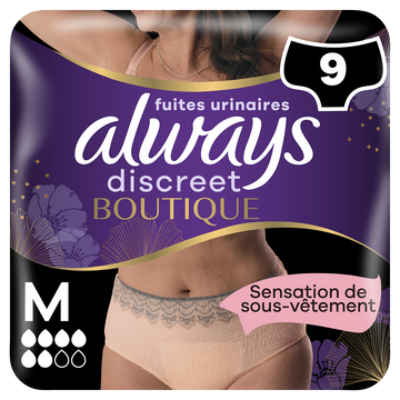 Culottes pour fuites urinaires 6 drops ALWAYS DISCREET M X9