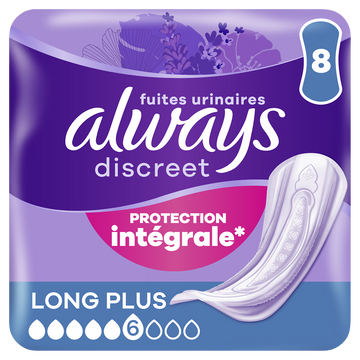 Serviettes pour fuites urinaires ALWAYS DISCREET Long+ X8