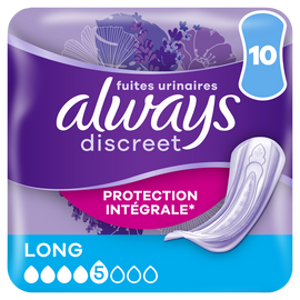 Serviettes pour fuites urinaires ALWAYS DISCREET Long X10