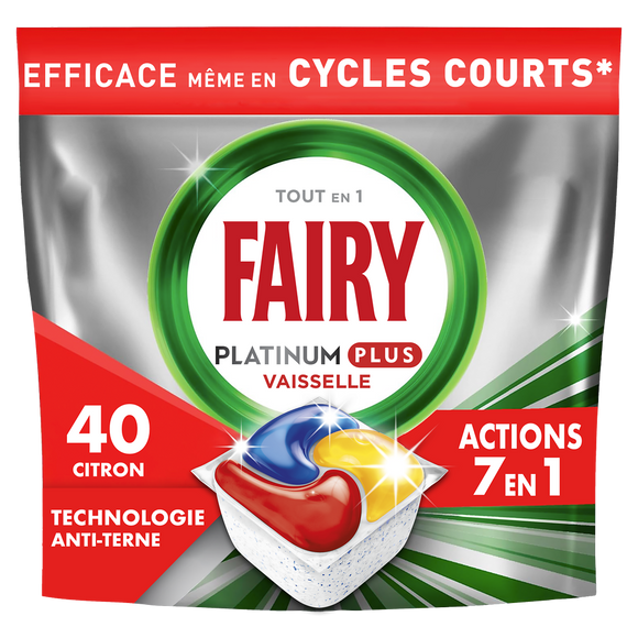 Produits vaisselle automatique citron platinium FAIRY x40