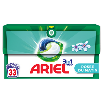 Lessive dose 3in1 PODS, Lavages Capsules Liquides ARIEL, 33 Lavages, Rosée