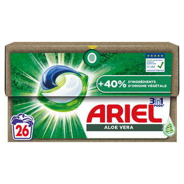 Lessive dose 3in1 PODS, Lavages Capsules Liquides ARIEL, 26 Lavages, Aloe