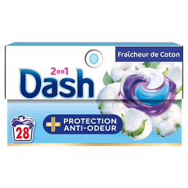 Lessive capsule all in 1 pods fraicheur de coton DASH, 28lavages