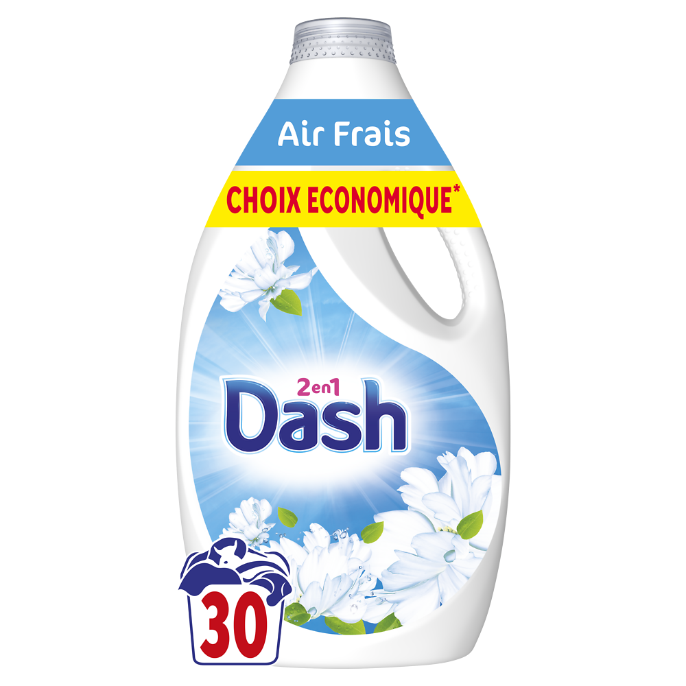 Lessive Liquide Air frais et Fleurs Blanches DASH, x30