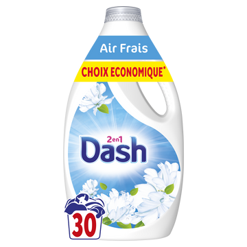 Lessive Liquide Air frais et Fleurs Blanches DASH, x30