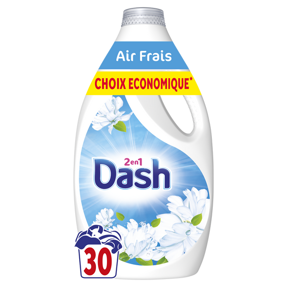 Lessive Liquide Air frais et Fleurs Blanches DASH, x30