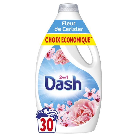Lessive liquide Fleur de cerisier et Eau de Rose DASH - x30