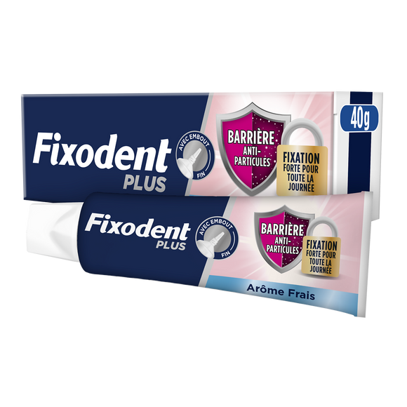 Crème fixative FIXODENT plus barrière anti-particules fresh 40g