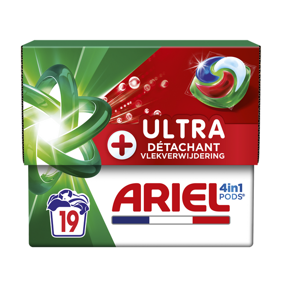 Lessive en Capsules Ariel 4en1 PODS + Ultra Détachant 443g 19 lavages