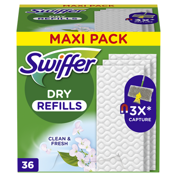 Lingettes balai SWIFFER système anti-poussière clean&fresh x36