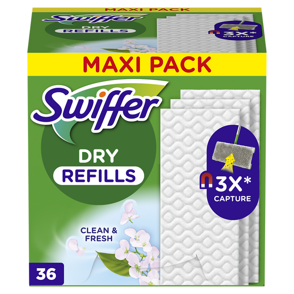 Lingettes balai SWIFFER système anti-poussière clean&fresh x36