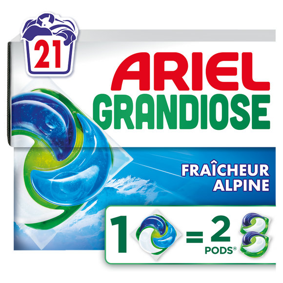 ARIEL - Lessive en doses - Alpine - 21 lavages - 762 g
