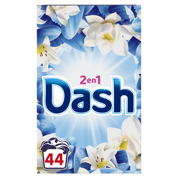 Poudre détergente DASH 2en1 air frais/fleurs blanches 2,2kg